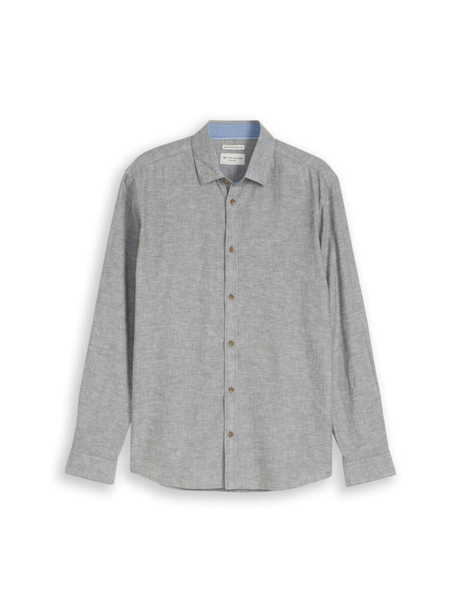 Chemise à coupe régulière en lin mélangé