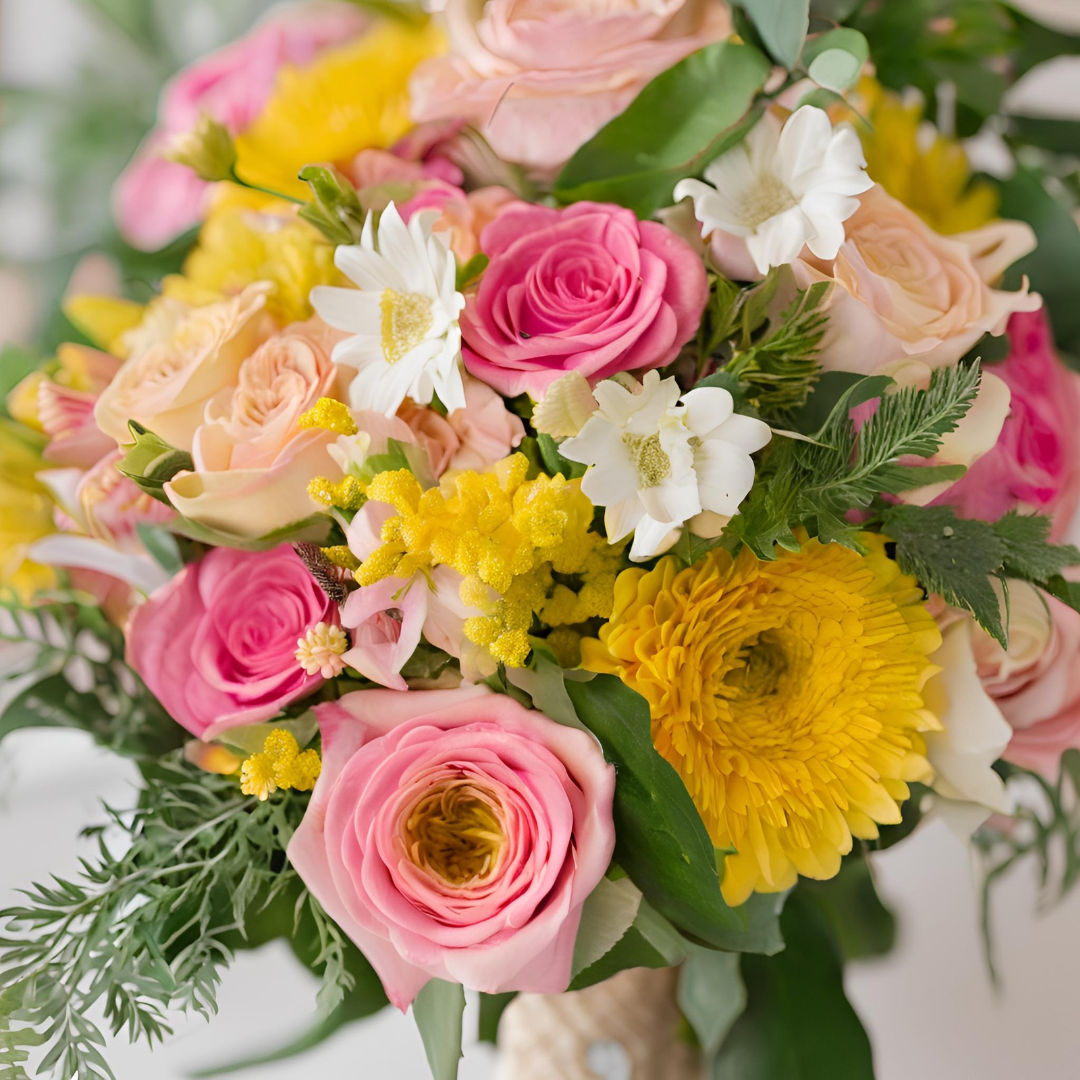 Vibrant Energy: Yellow and pink roses