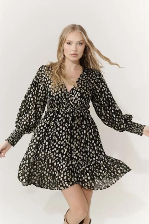 Piti Cuiti Robe Rita - noir doré - look bohème 1650