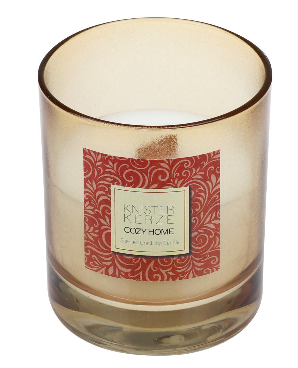 Steinhart crackling candle with Cozy Home fragrance, Ø 8 x 9.2 cm, in a glass jar, sand