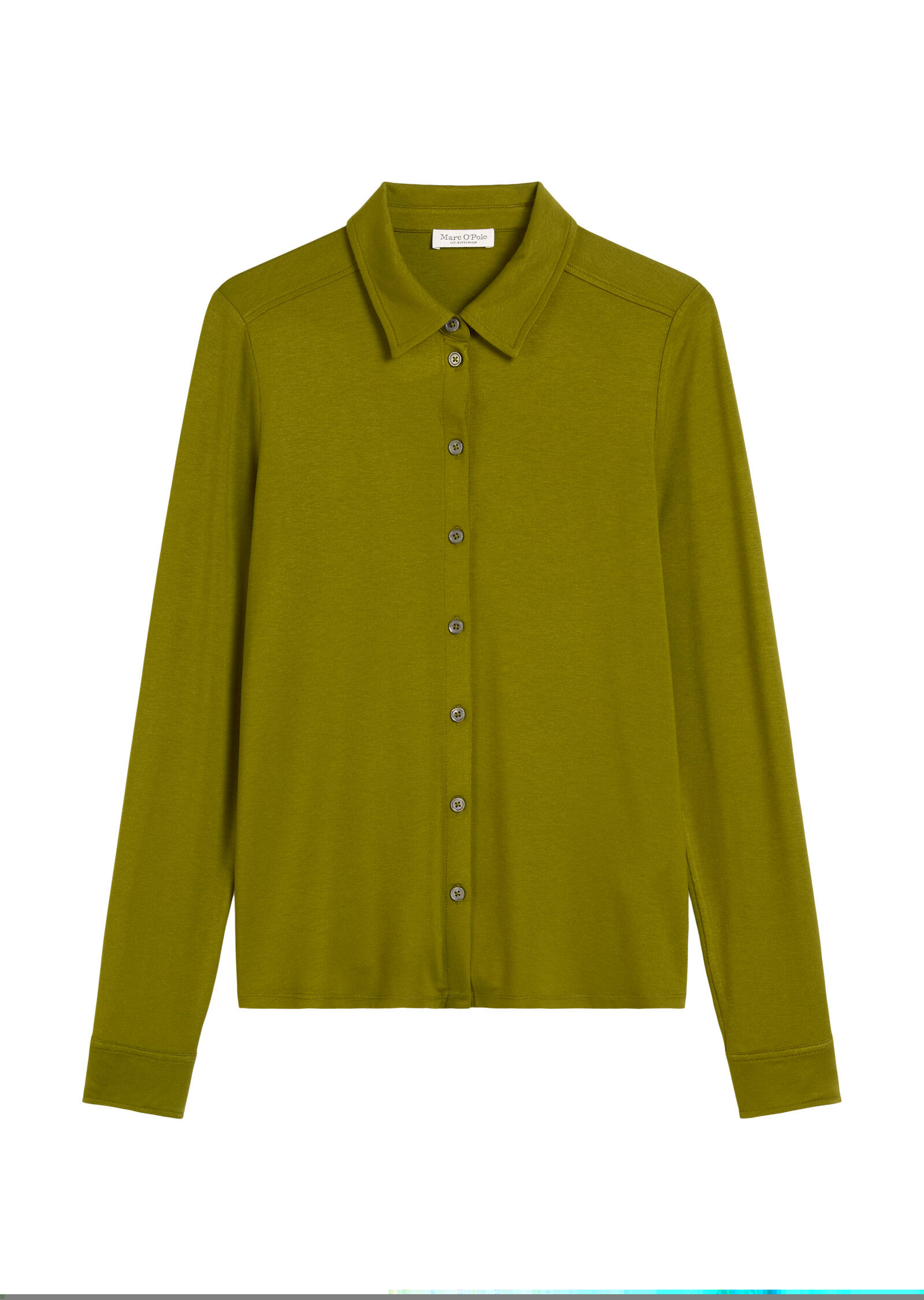 Jersey blouse, long sleeve, collar,