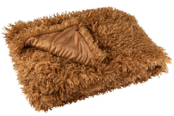 Cozy blanket / plaid Moutie cognac brown - like sheepskin, 180 x 130 cm, 56920