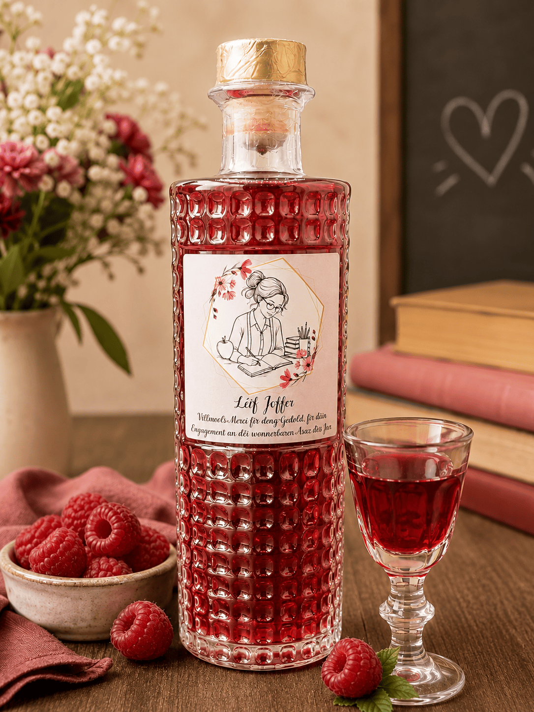 Himbeerlikör 15 % Emitea 0,7 L Lehrerin-Edition
