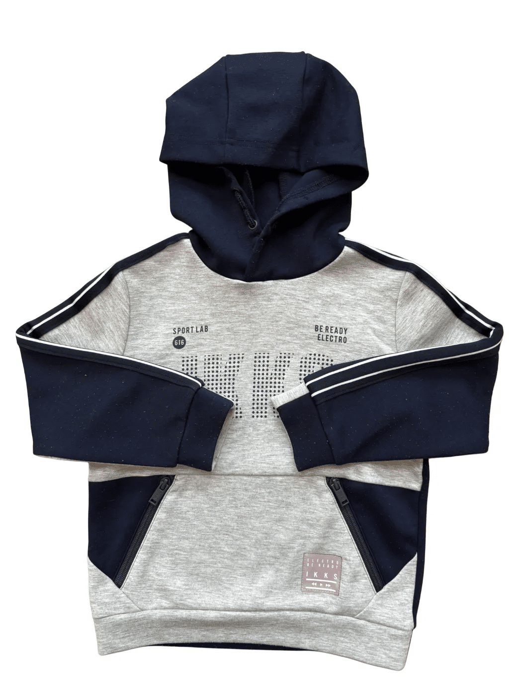 IKKS Grau/Marineblau Sport Lab Hoodie (4Y/104)