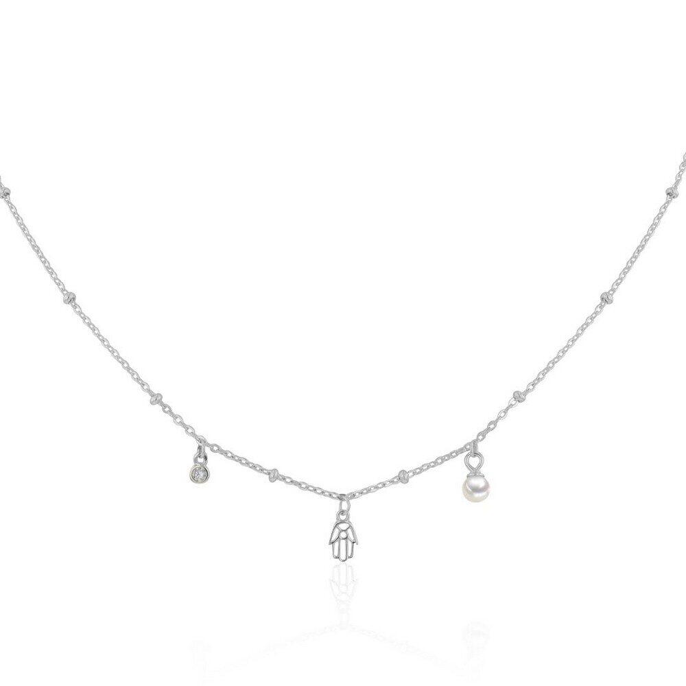 Luna-Pearls - 216.0956 - Collier - pour femmes - argent 925 rhodié - perle d'eau douce cultivée 3,5-4 mm zircon cubique