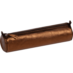 8691C: Round Brown Leatherette Pencil Case