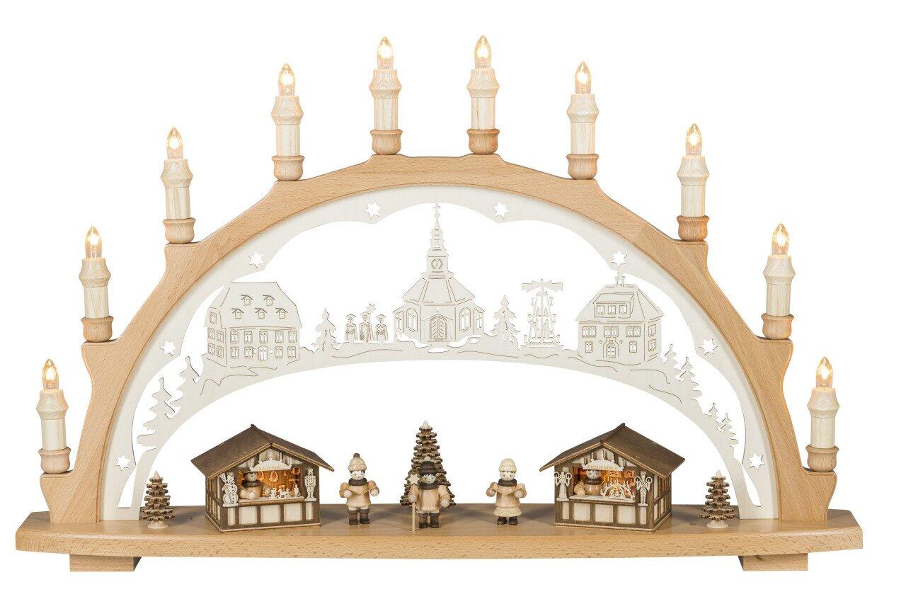 Saico LED light arch - Christmas market - wood - 66 cm - warm white - natural