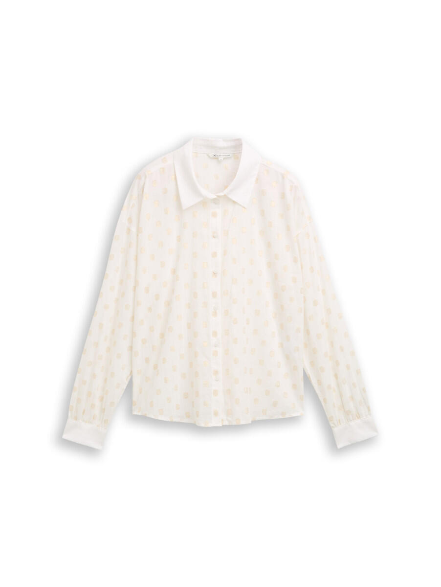 Shirt blouse with a glitter polka-dot pattern.
