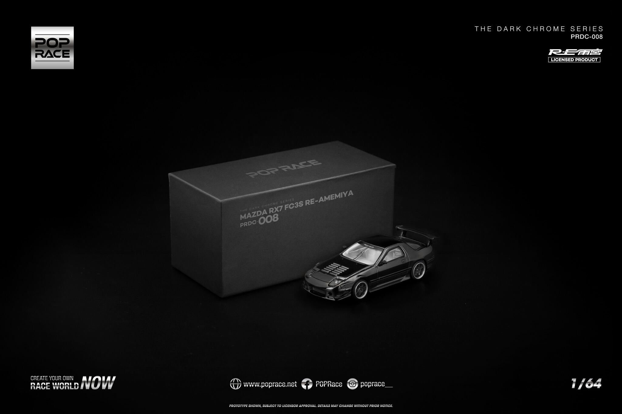 [Vorbestellbar] Pop Race - #PRDC-008 - Mazda RX7 FC3S RE-Amemiya - The Dark Chrome Series - 1/64