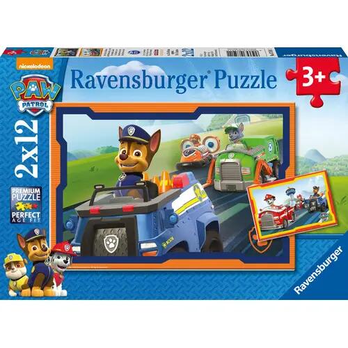 Ravensburger puzzle pour enfants - 07591 Paw Patrol en mission - puzzle pour enfants à partir de 3 ans, puzzle Paw Patrol avec 2x12 pièces