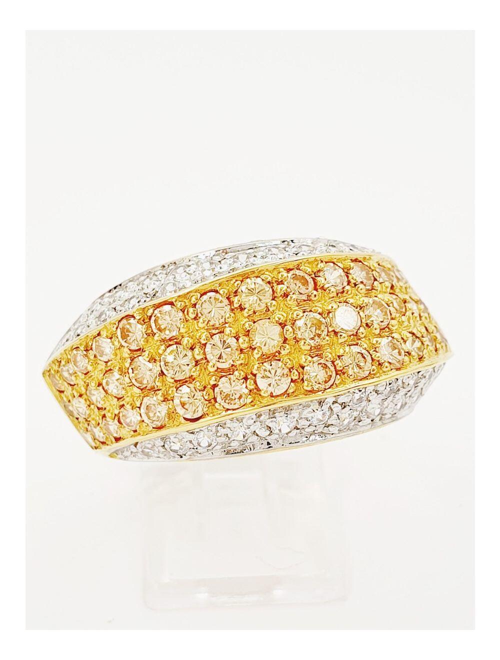 Ring in yellow and white gold set with zircon