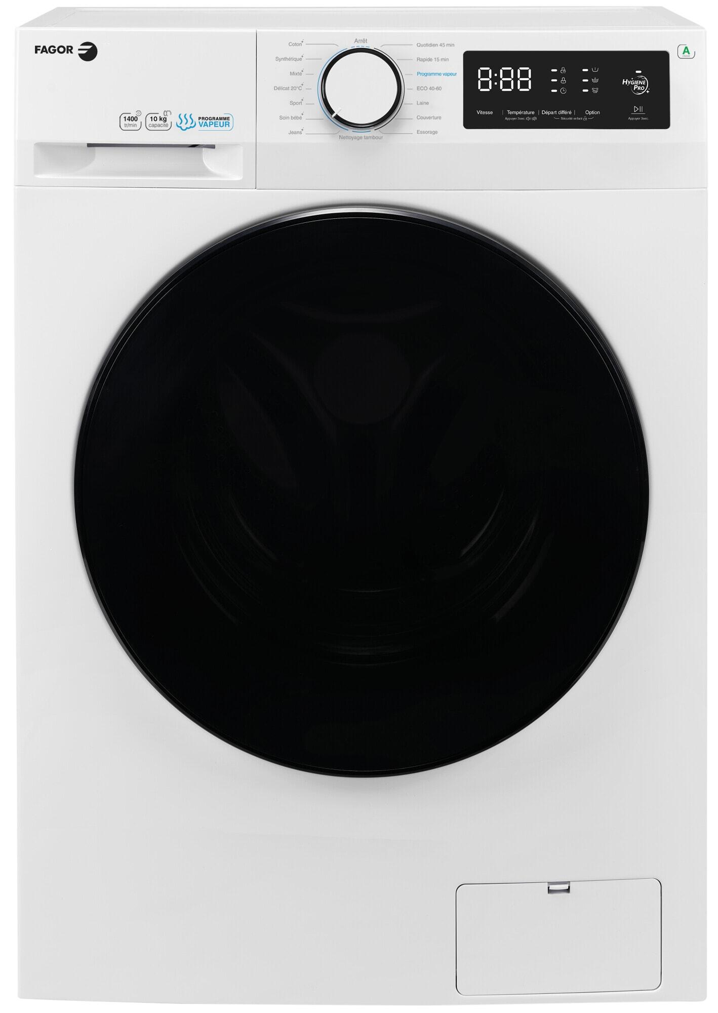 Lave-linge hublot Fagor 10kg 1400 tours/min classe A