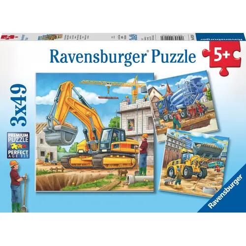 Ravensburger Kinderpuzzle - 09226 Große Baufahrzeuge - Puzzle pour enfants à partir de 5 ans, avec 3x49 pièces
