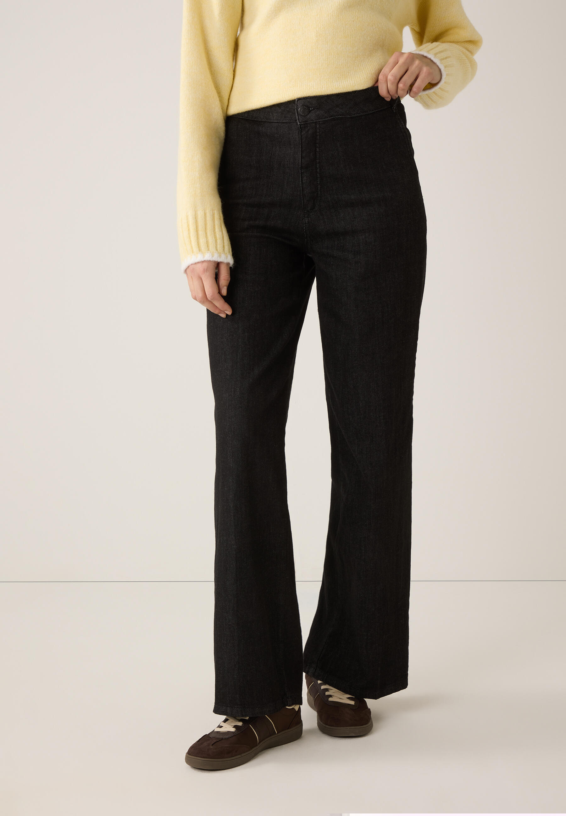 Grey Denim Wide Leg Relaxed Fit