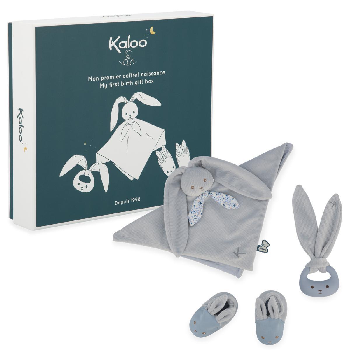 Newborn Gift Set - Set of 3 Essentials (Doudou, teething ring, booties) - blue - Kaloo
