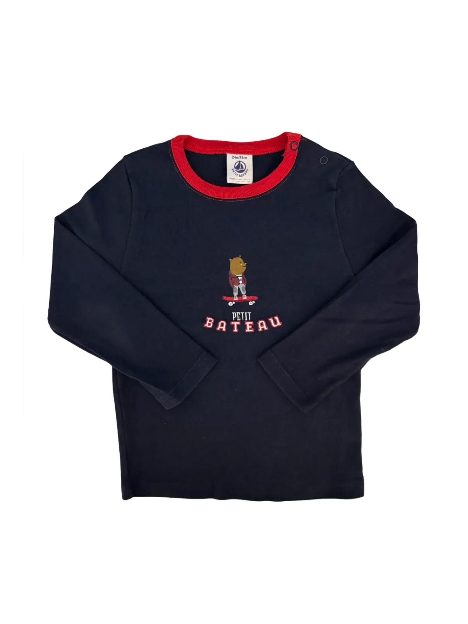 Petit Bateau T-shirt bleu marine (2 ans / 86 cm)