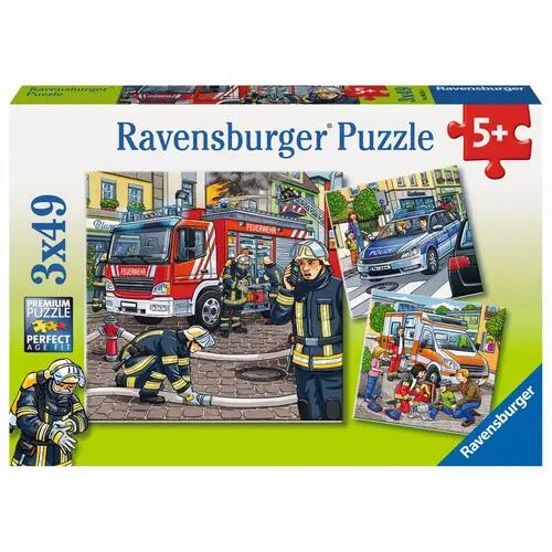 Ravensburger Puzzle pour enfants - 09335 Helfer in der Not - Puzzle pour enfants dès 5 ans, avec 3x49 pièces