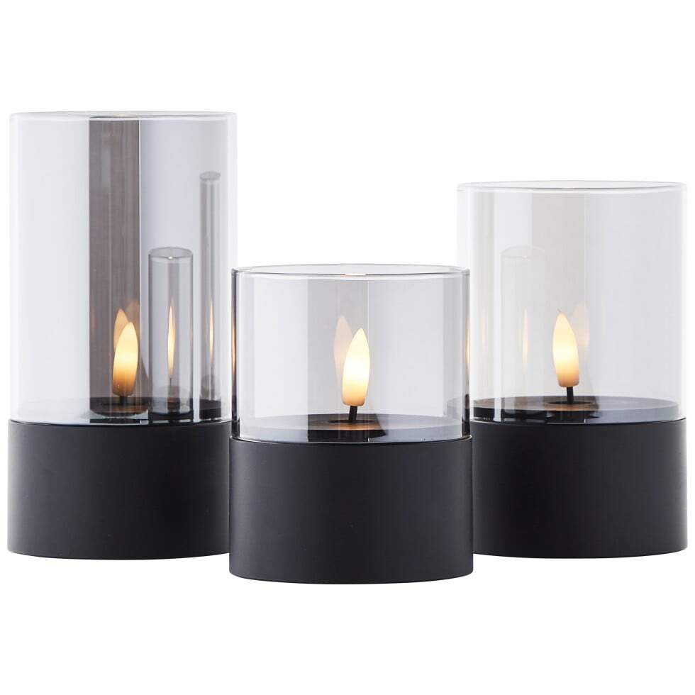 Brilliant LED Kerze batteriebetrieben mit Timer Ø 8 schwarz 3er Set