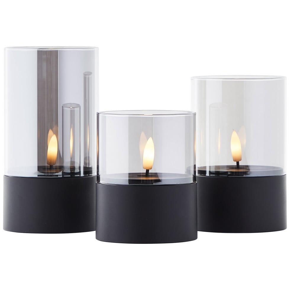 Brilliant LED Kerze batteriebetrieben mit Timer Ø 8 schwarz 3er Set