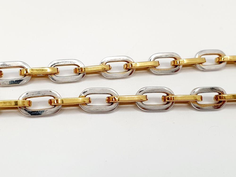 Collier chaîne 45cm or jaune 18K et or blanc 18K