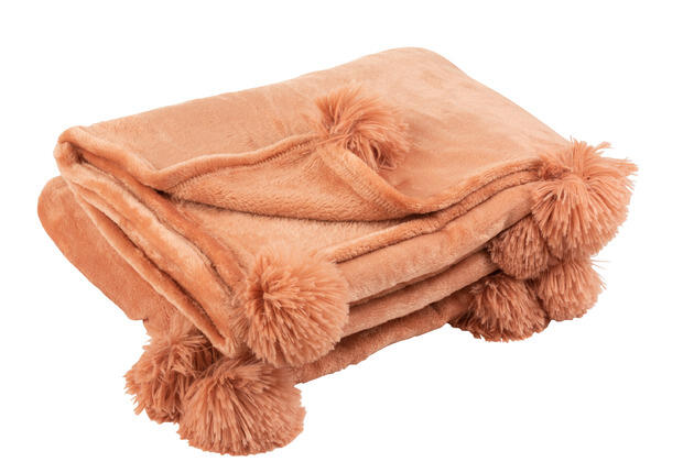 Plaid blanket pompom old pink 170 x 130 cm 3485