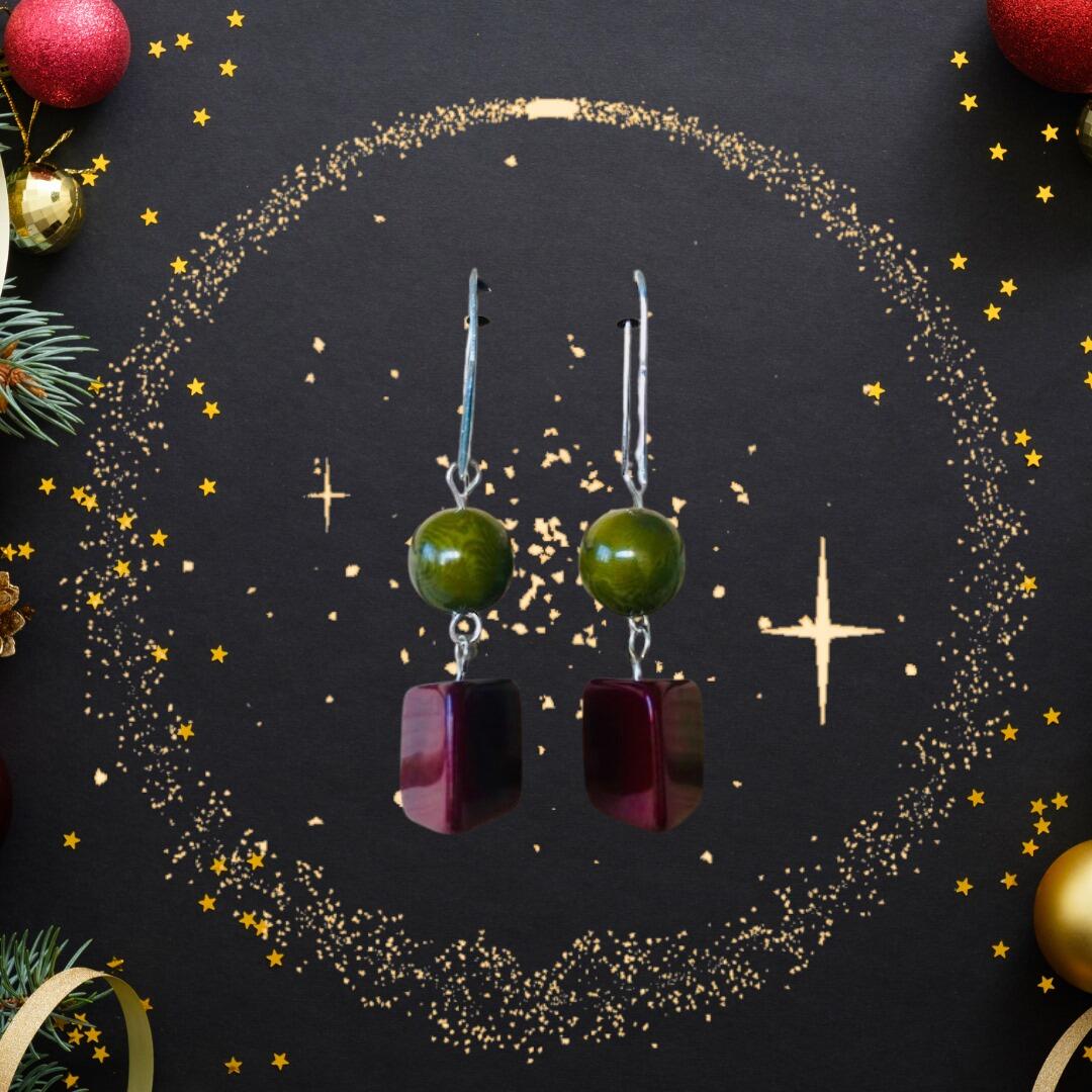 Boucles d'oreilles en Noix de Tagua avec argent