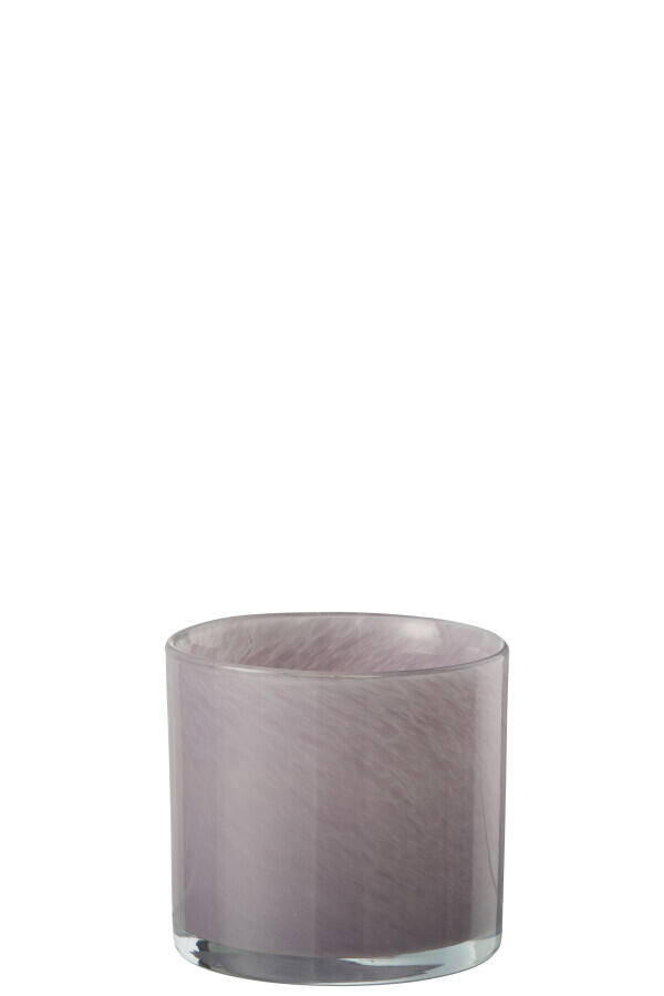 Tea light lantern Jade - glass - pale lilac 20649 - 8 x 8 x 8 cm