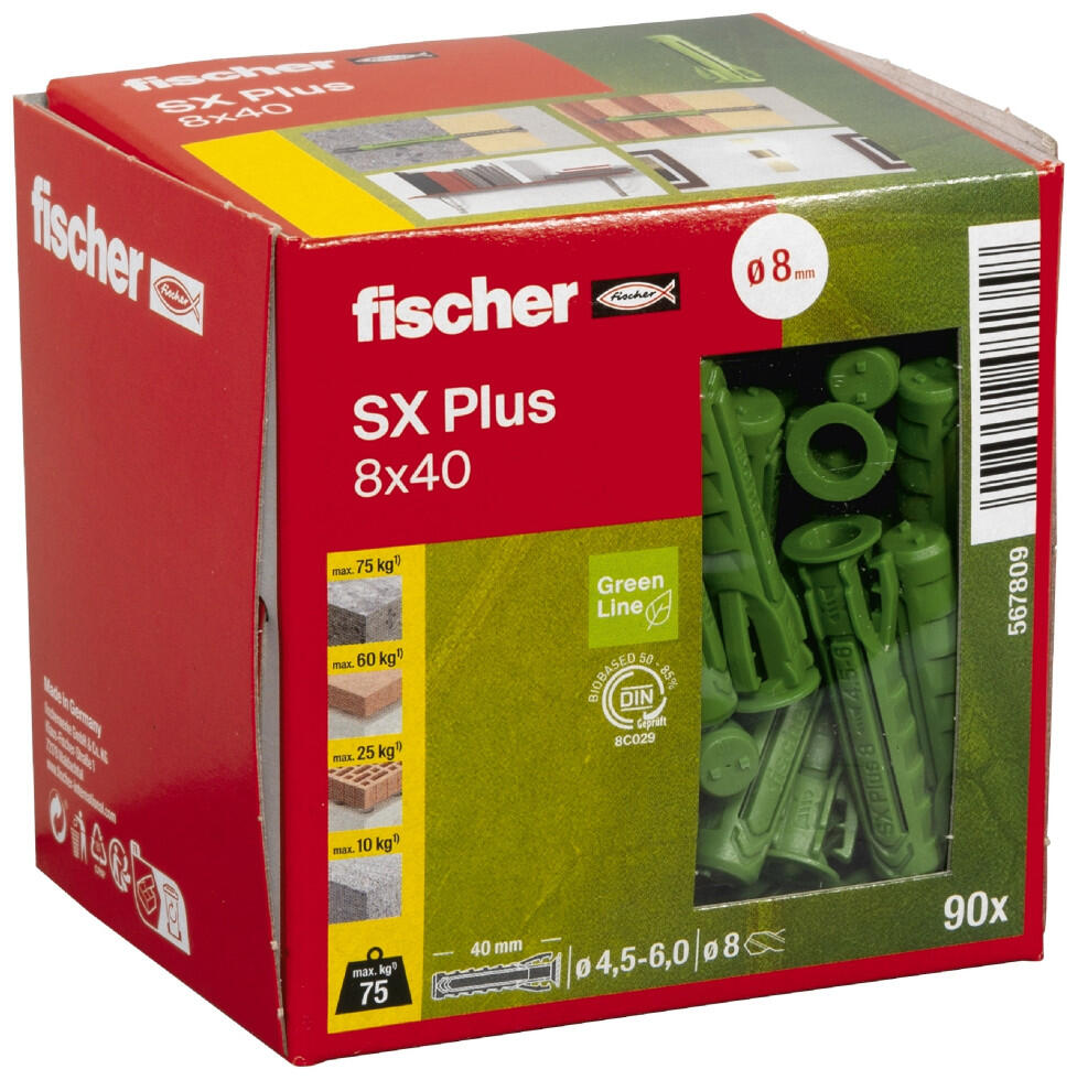 Fischer Spreizdübel SX Plus Green 8.0 x 40 mm - 90 Stück