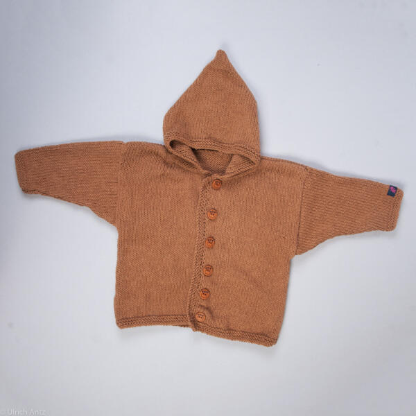 Kinderjacke mit Kapuze, handgestrickt  