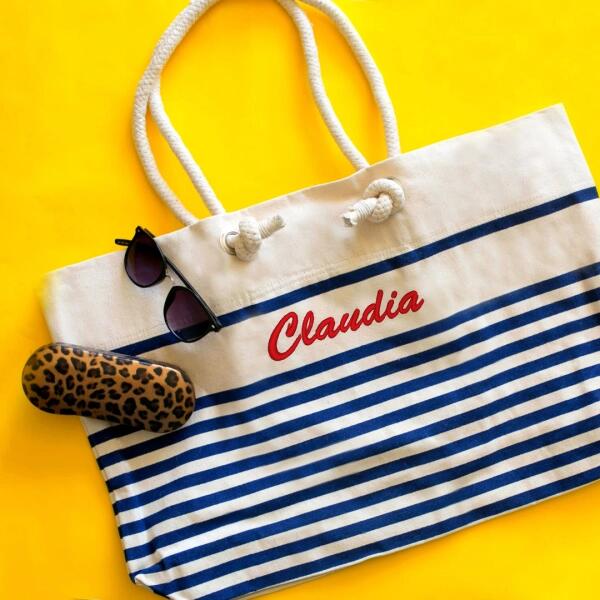 Sac de plage marinière personnalisé avec kit Occitane en Provence