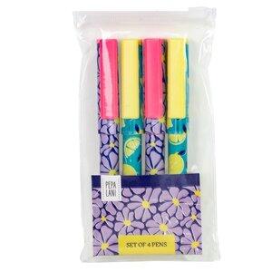 PPL.40066: Pepa Lani pen set / 4 SpringFlower & Fruity Retro lemon & flower