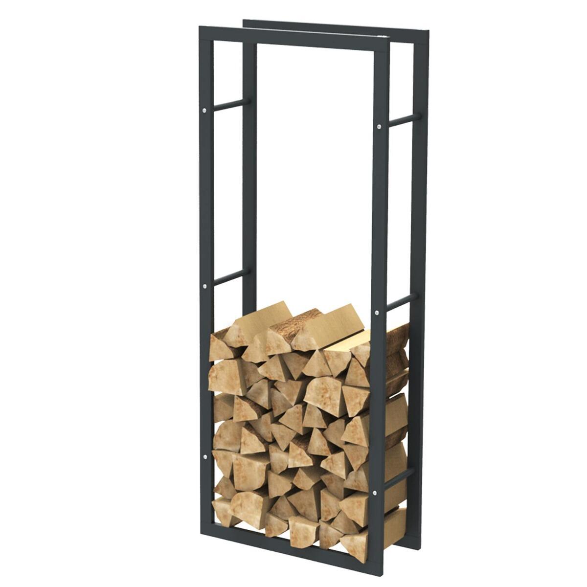 Rangement à bois en acier noir 80x100x25CM, rack pour bois de chauffage,  range-bûches