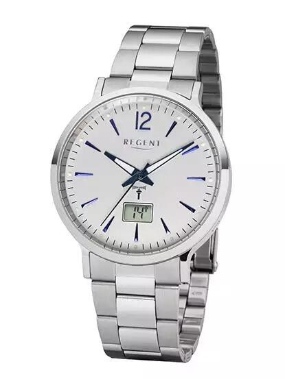 Regent Herrenuhr radiokontrolliert mit digitaler Anzeige des Datums und der Sekunden