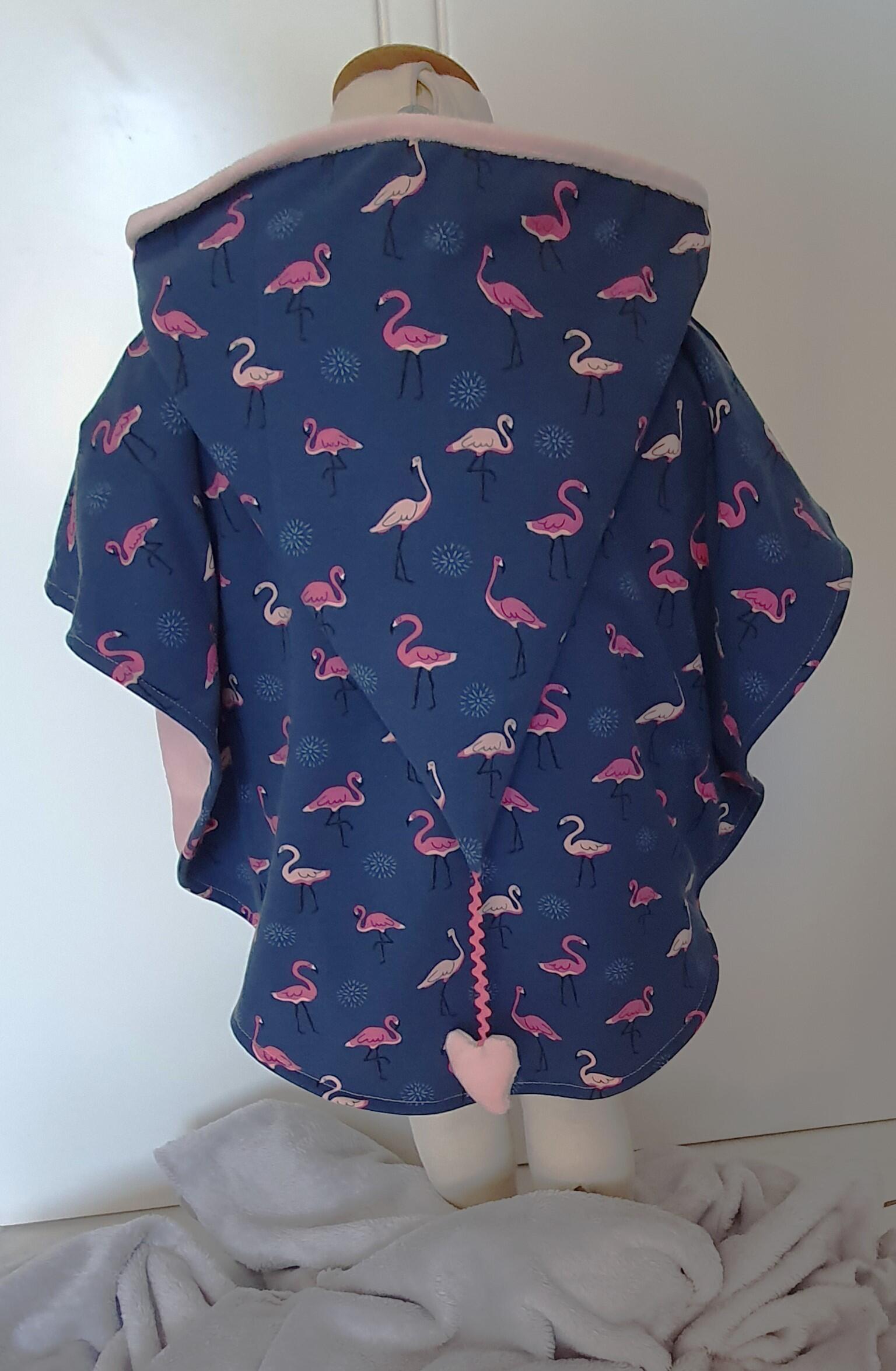 Cape/manteau réversible "Flamingos blue" made in Luxembourg 