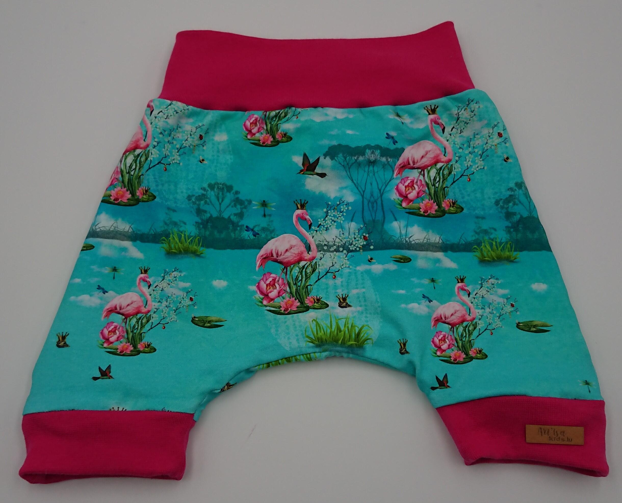 Flamingos Blue" reversible shorts