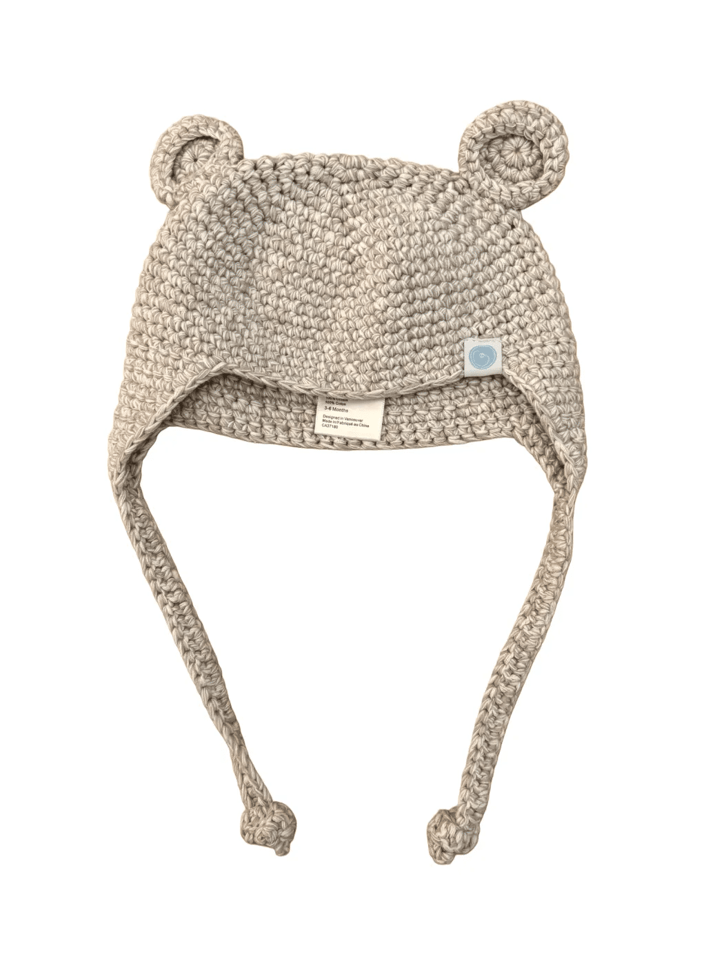 Beba Bean Grey Crochet Bear Hat (3-6M)