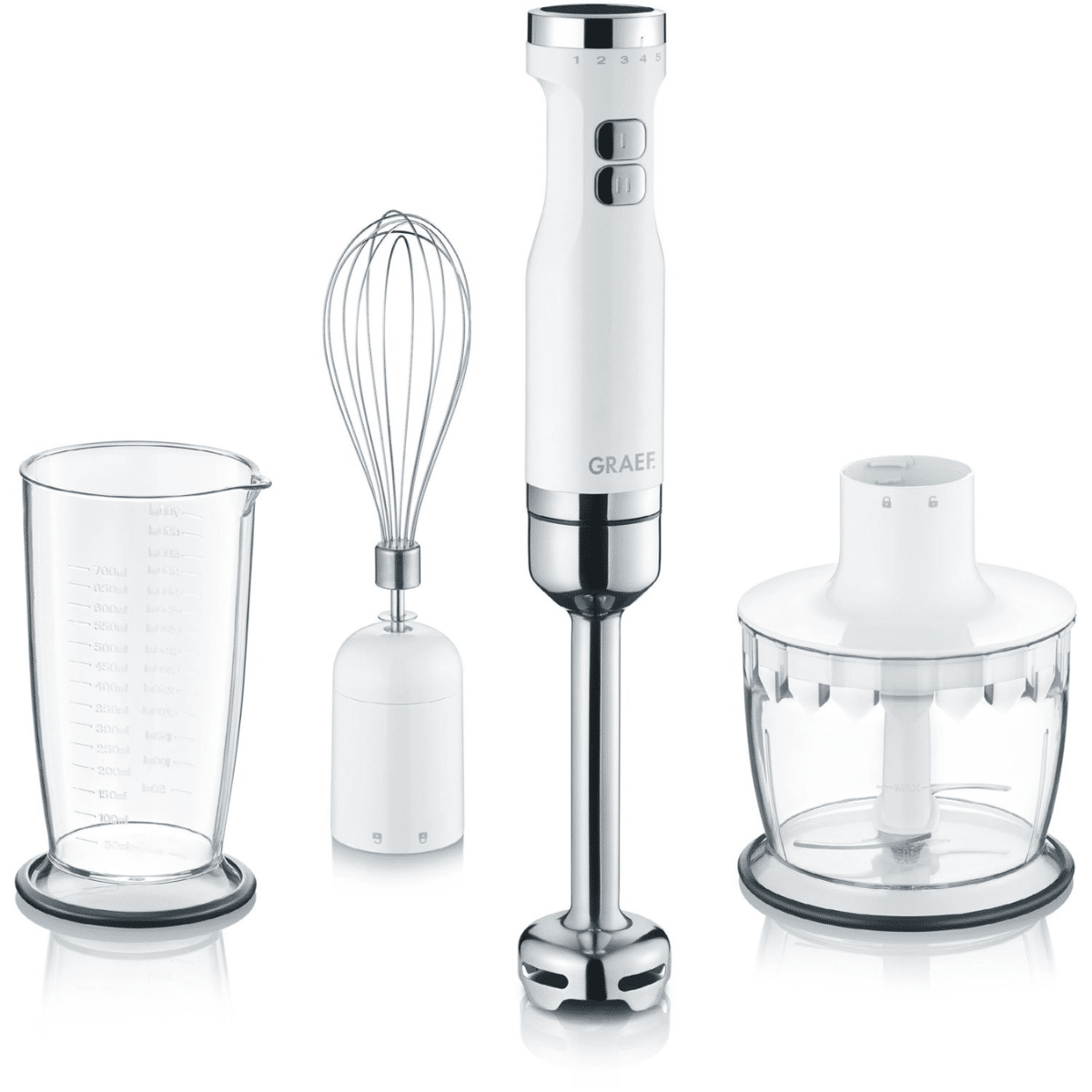 Graef HB501EU hand blender – 800 W, stainless steel blending shaft, variable speed, white