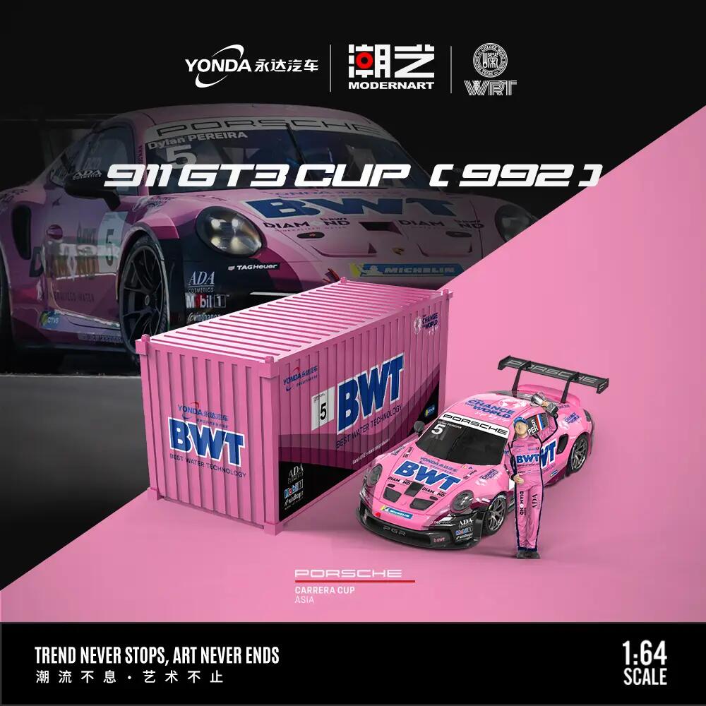 ModernArt - 1/64 BWT Porsche 911 GT3 CUP (992) + Doll + Container (MD647305-2)
