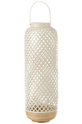J-Line Laterne Evi Bambus Natur weiss in 2 Grssen 550 | Letzshop
