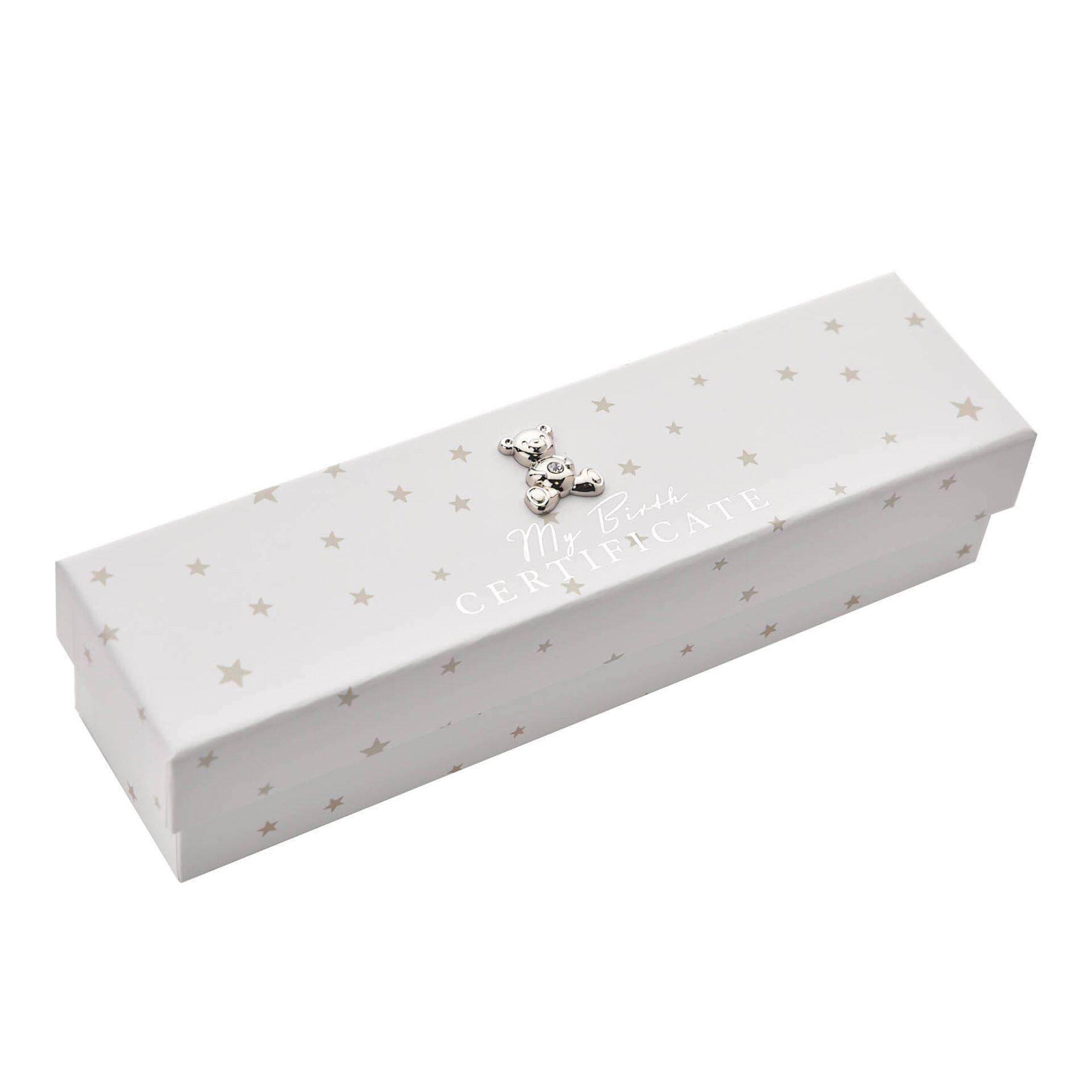 Paperwrap Birth Certificate Box – White & Silver