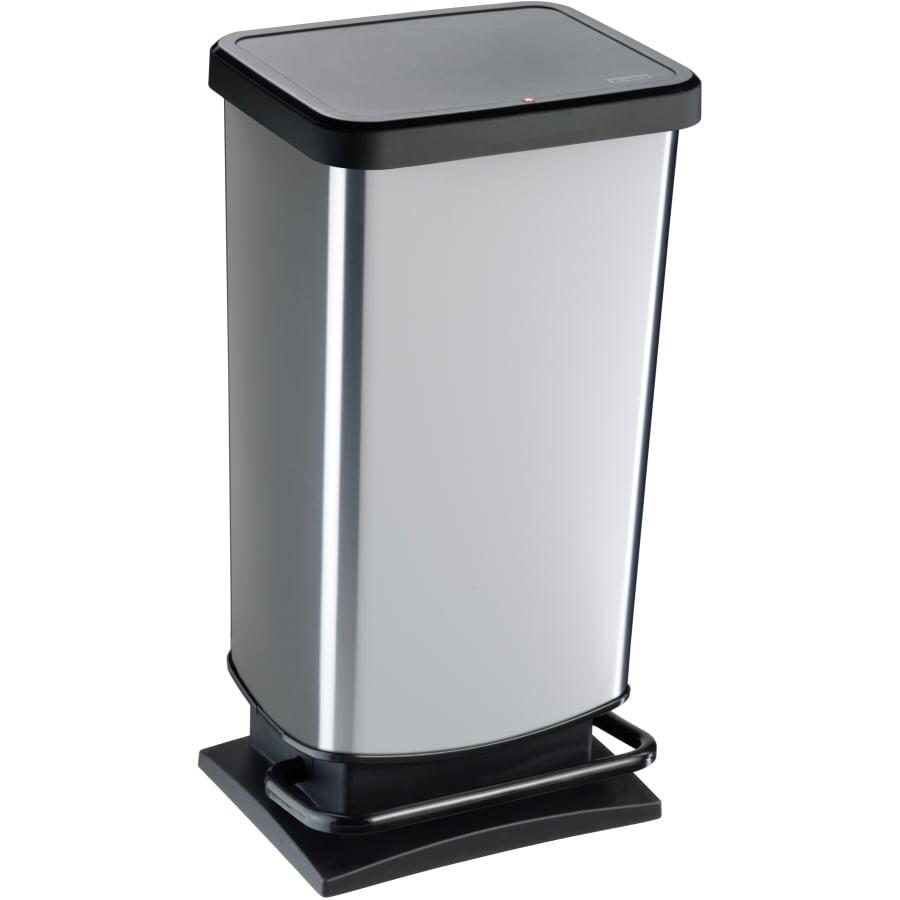Rotho Treteimer PASO, 40 Liter – Farbe: schwarz/ silber metallic