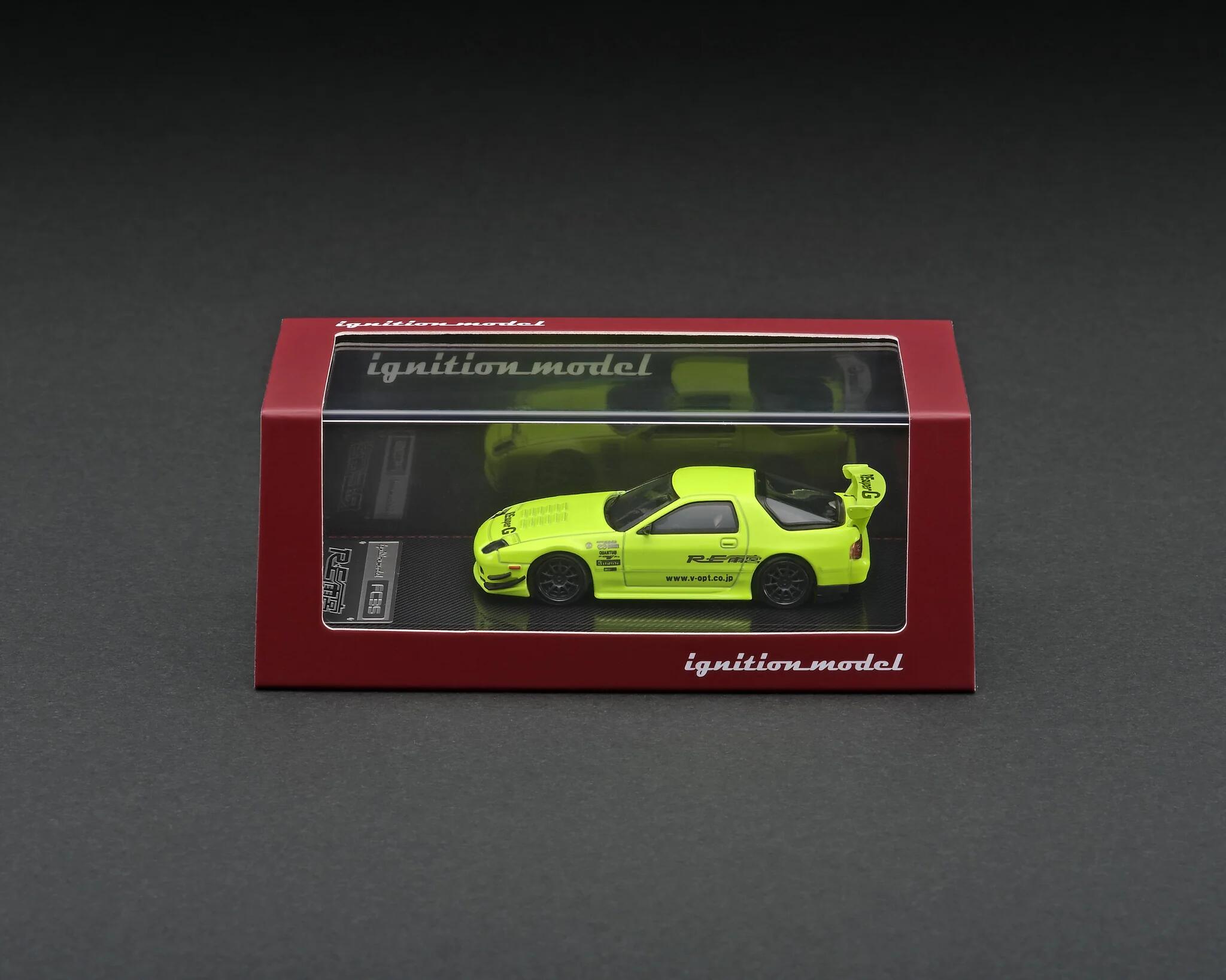 Ignition Model - #IG2497 - Mazda RX-7 (FC3S) RE Amemiya - Yellow-green - 1:64 scale