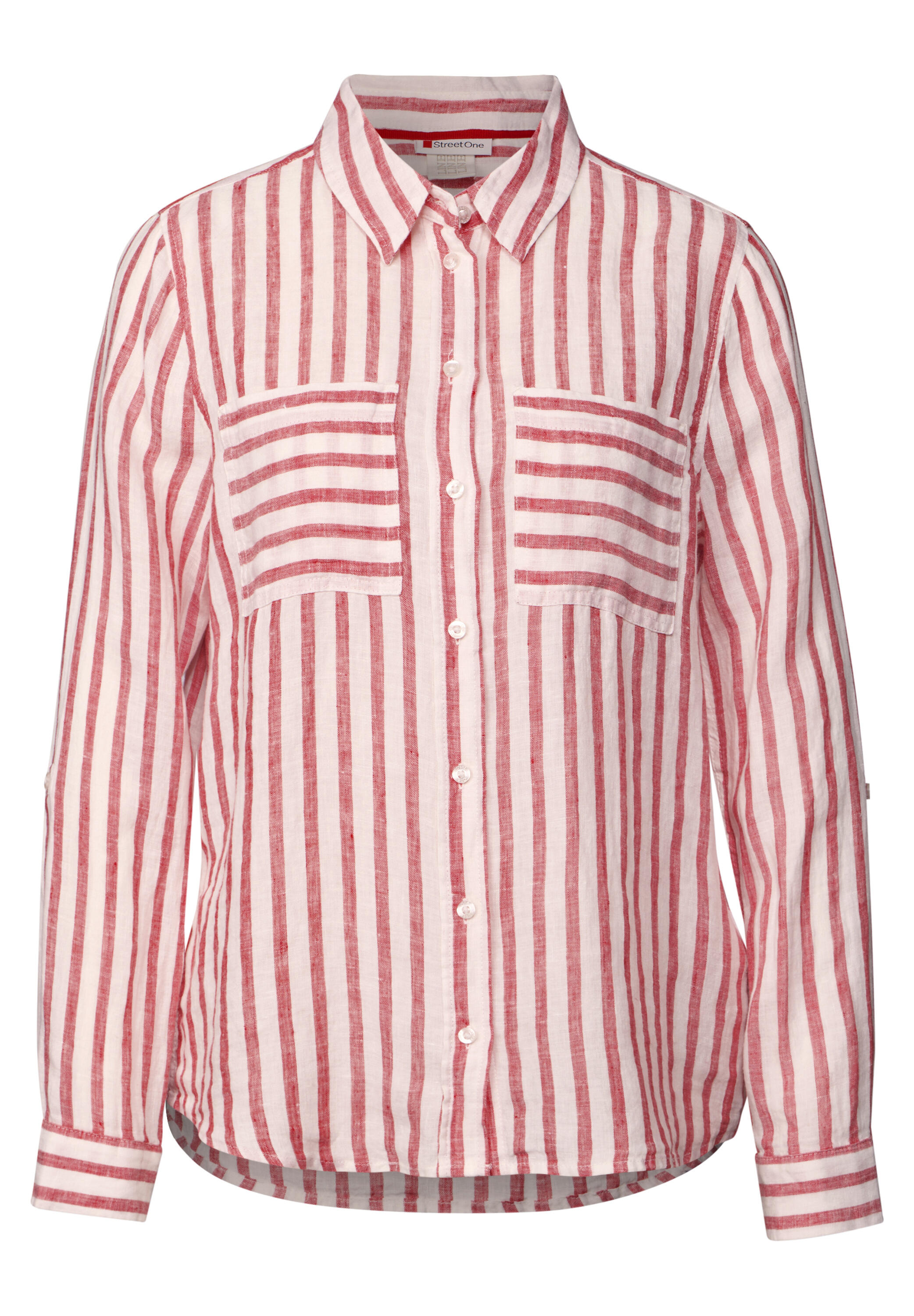 SOL_Striped shirt-collar blouse