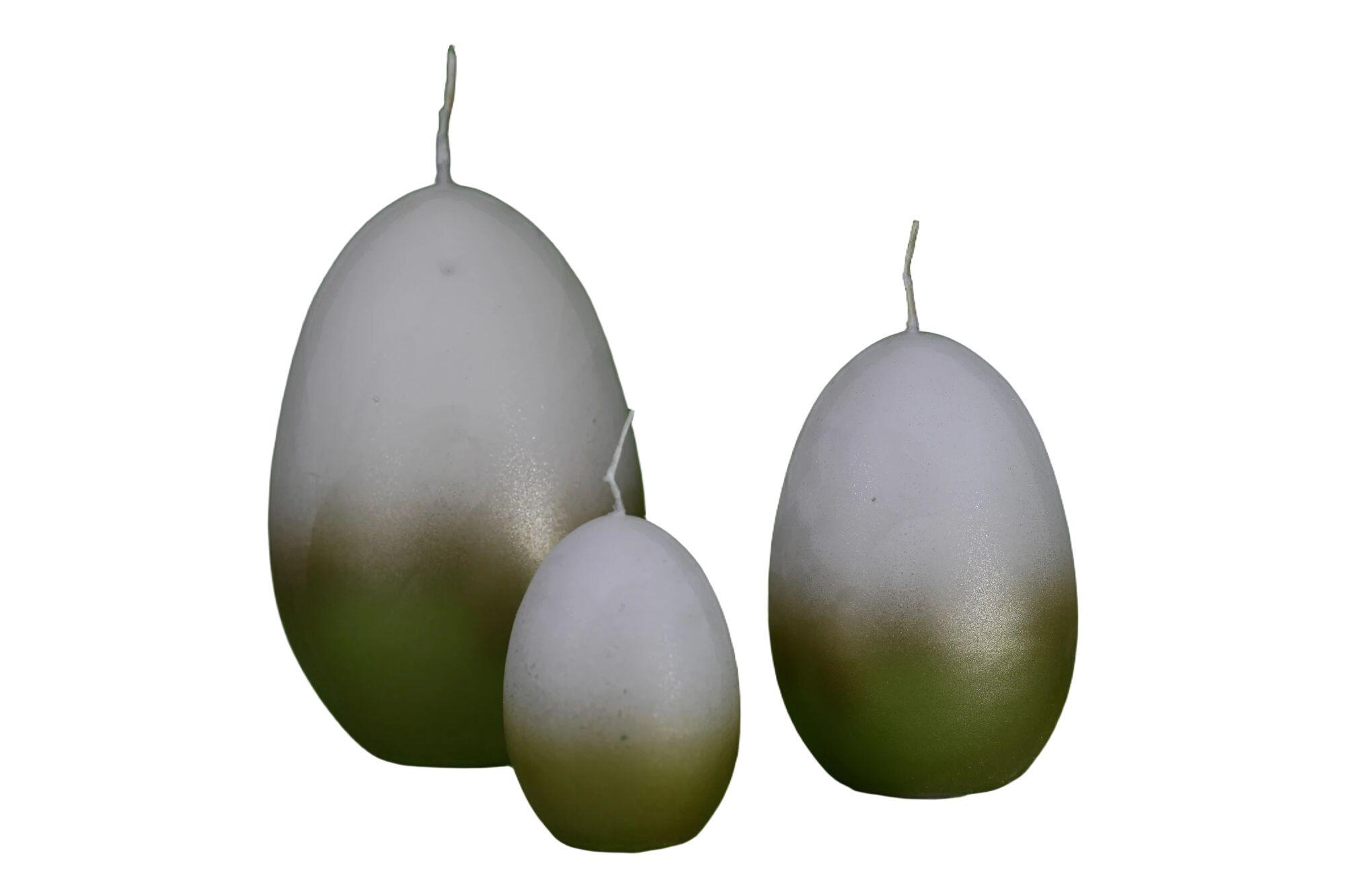 Set de 3 bougies oeufs blanc-doré