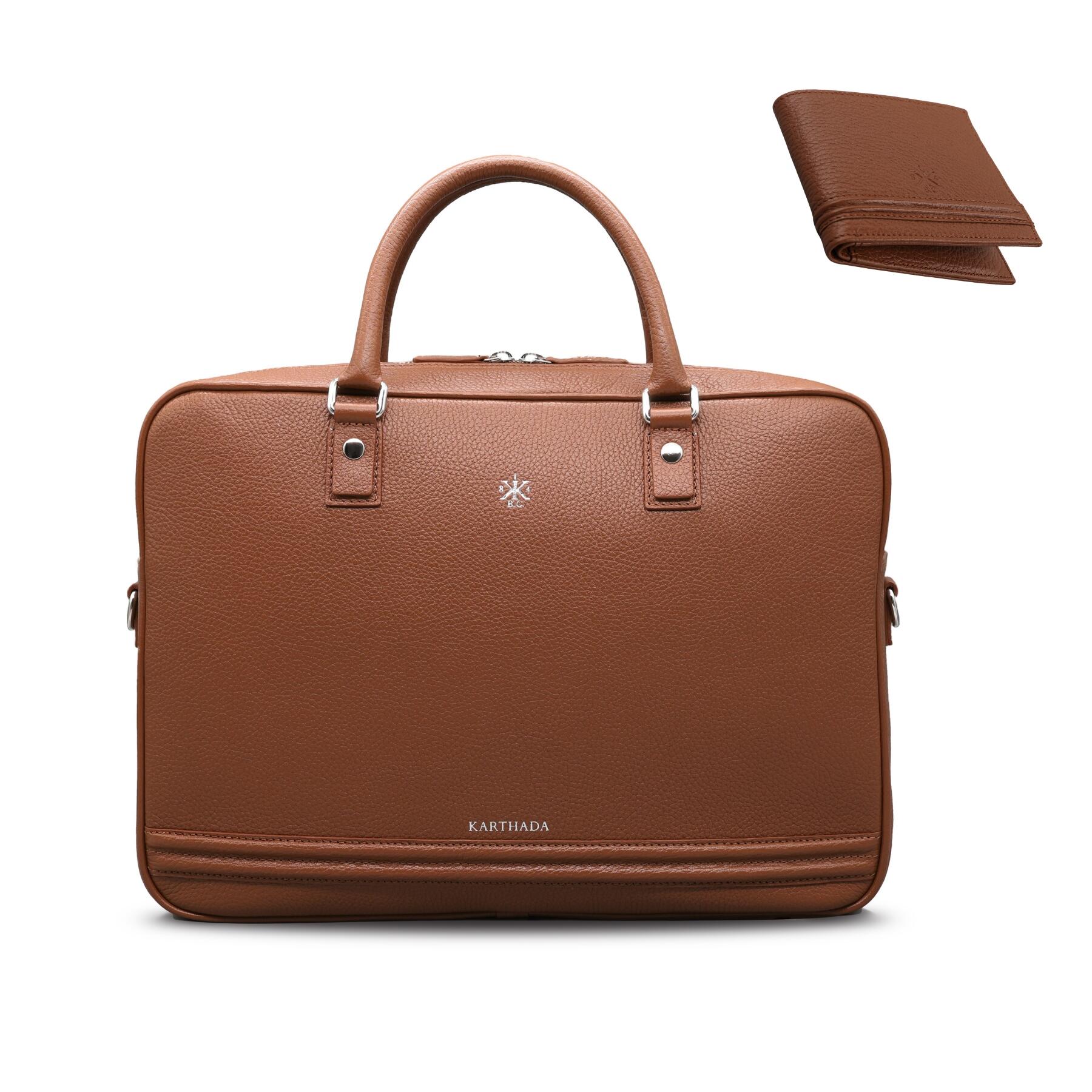BARCID Business Bag & HANNO Wallet – Cognac Full Grain Leather Business Set
