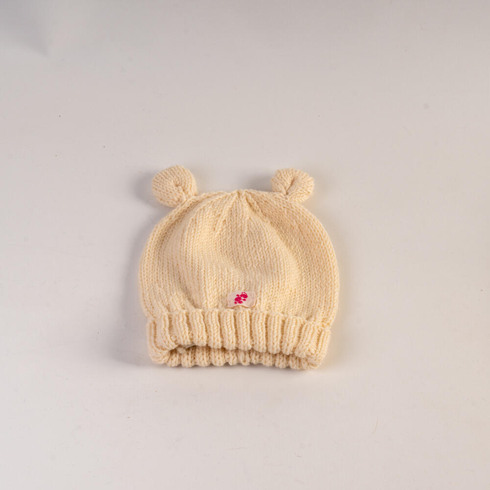 Kindermütze mit Ohren, handgestrickt, Umfang ca 40 cm 