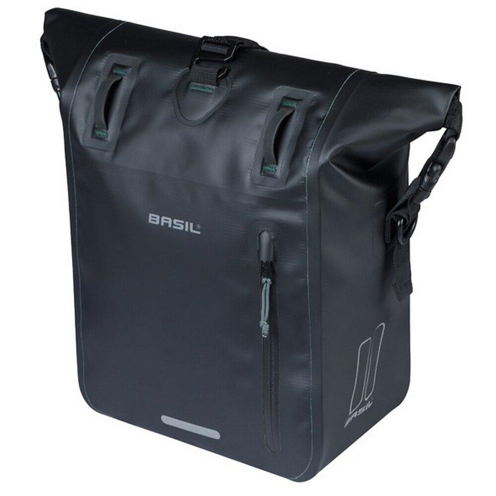 Single pannier Basil Rivo M Tarpaulin MIK 12-15 L 14 × 25 × 38 cm - black
