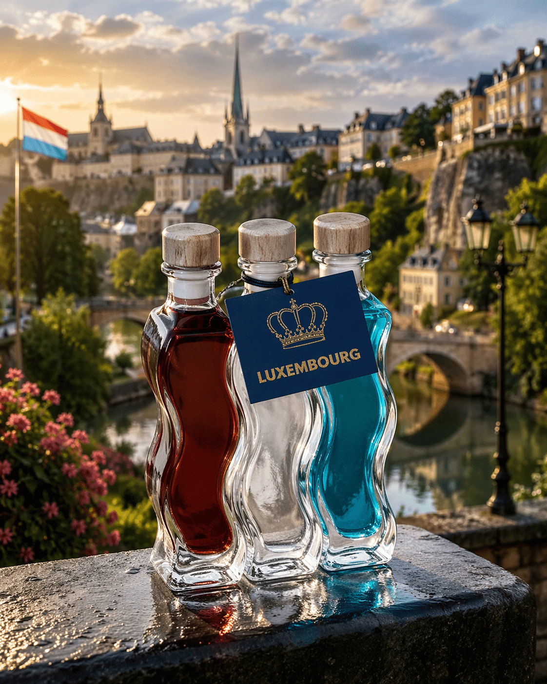 Gin « Trounwiessel » 42% – Drapeau luxembourgeois 3×100 ml