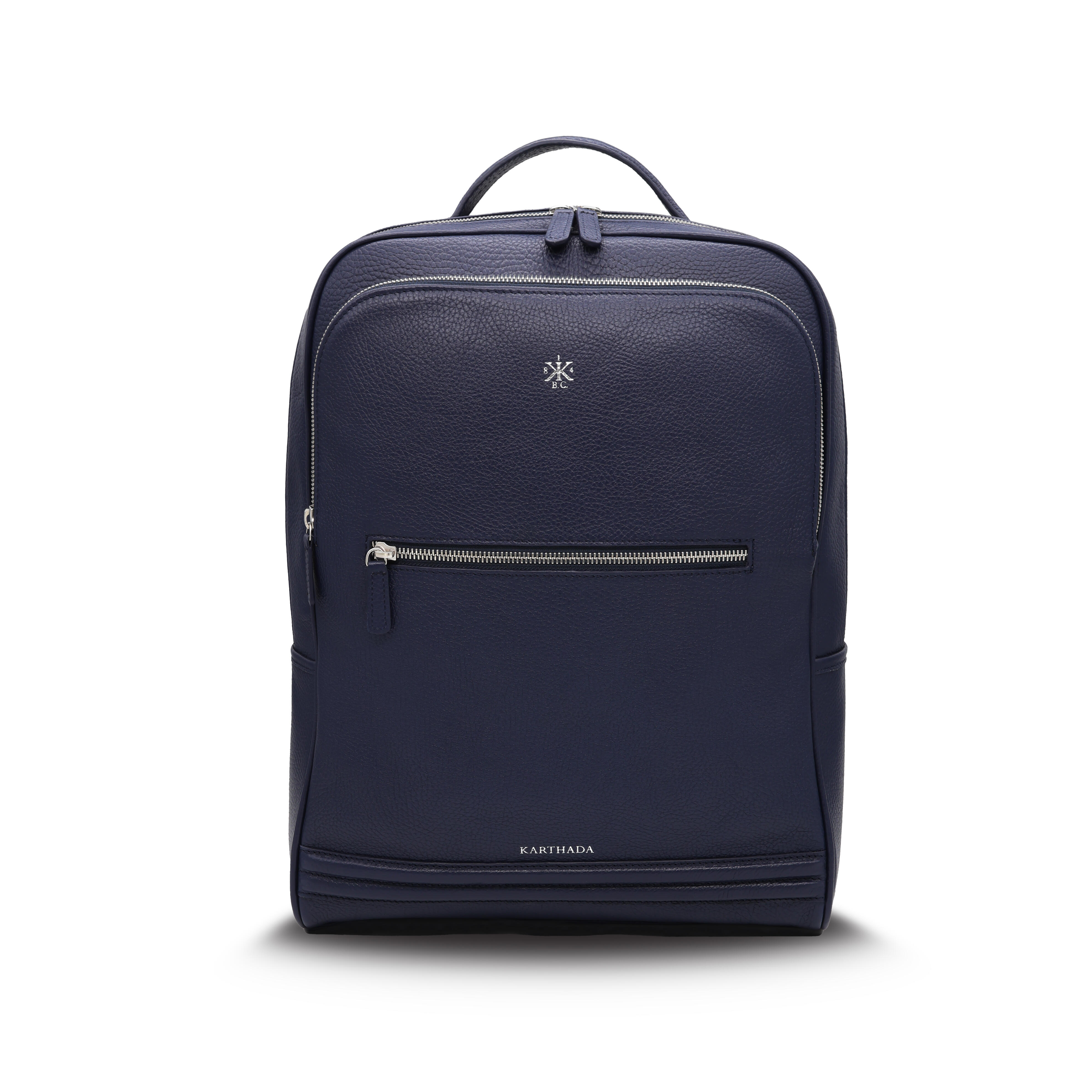 MAGONID Backpack in Navy Blue Grained Leather