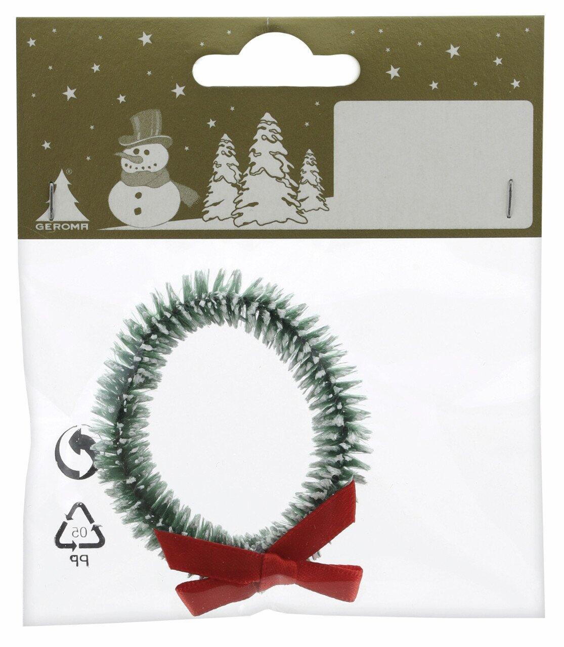 Decorative door wreath made of plastic, Ø 5 cm, green and red, 1 piece.